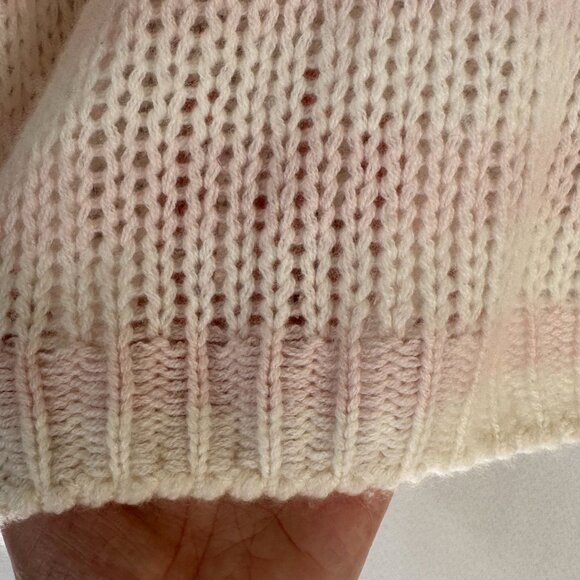 Sablyn 100% Cashmere Loose Open Knit Pink Ivory Stripe Oversized Sweater Small - Picture 6 of 12